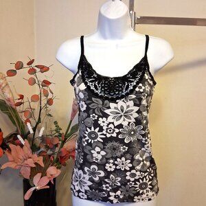 Preowned Designers Remix Collection Floral Printed Camisole Stretchy Lace Top